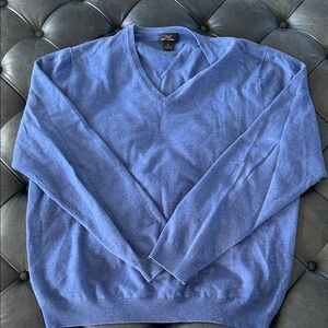 Brooks Brothers “346” Men's Merino Wool Blue V-Neck Sweater